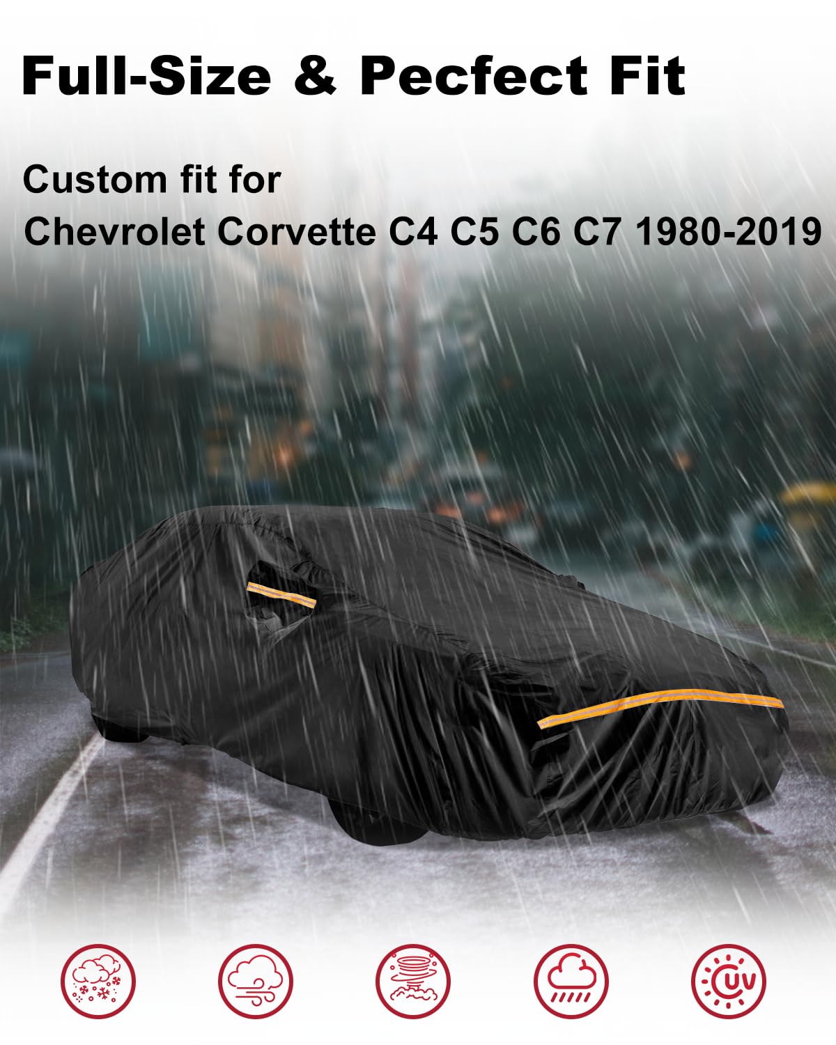 Car Cover Waterproof All Weather Custom Fit for Ford Mustang 1994-2025, 420D Oxford Full Outdoor Automtive Heavy Duty Covers Windproof Snowproof Dustproof UV Hail Protection Accessories