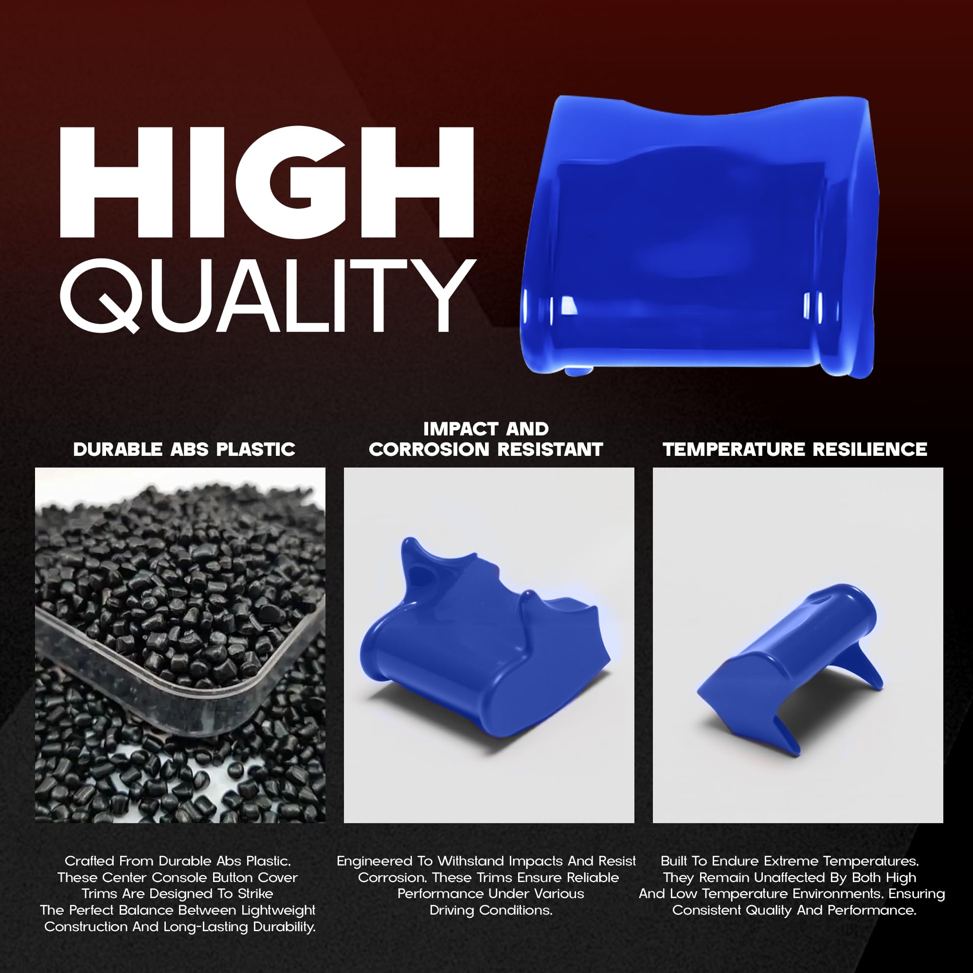 Center Console Dashboard Control Button Cover Trim Interior Accessories for Ford Mustang 2015-2022(4 Pack, Red)