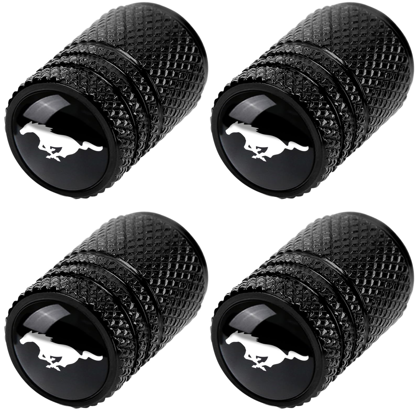Tire Valve Stem Caps for Ford Mustang Metal Car Wheel Air caps Auto Valve Stem Caps Accessories 4 Pcs Black