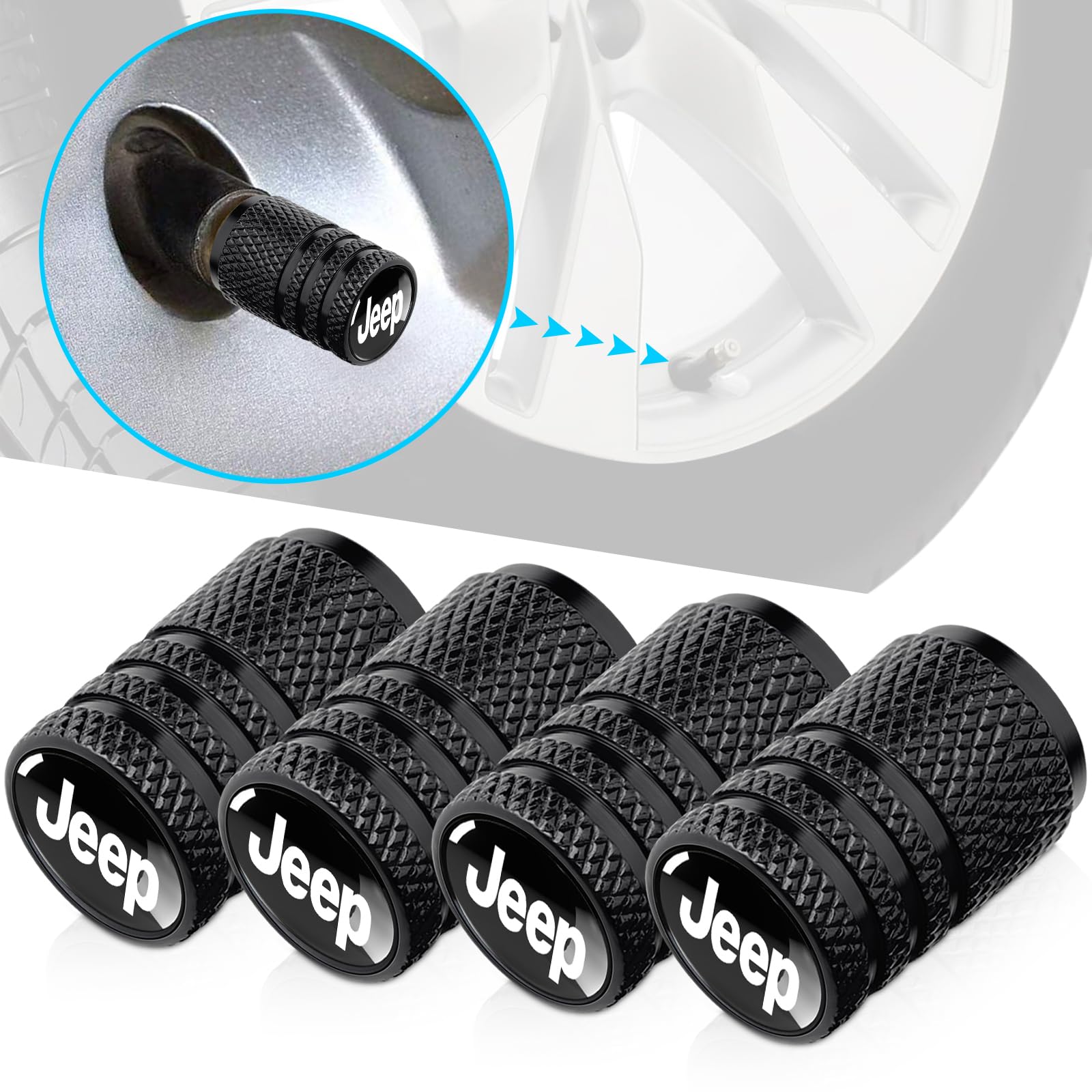 Tire Valve Stem Caps for Ford Mustang Metal Car Wheel Air caps Auto Valve Stem Caps Accessories 4 Pcs Black