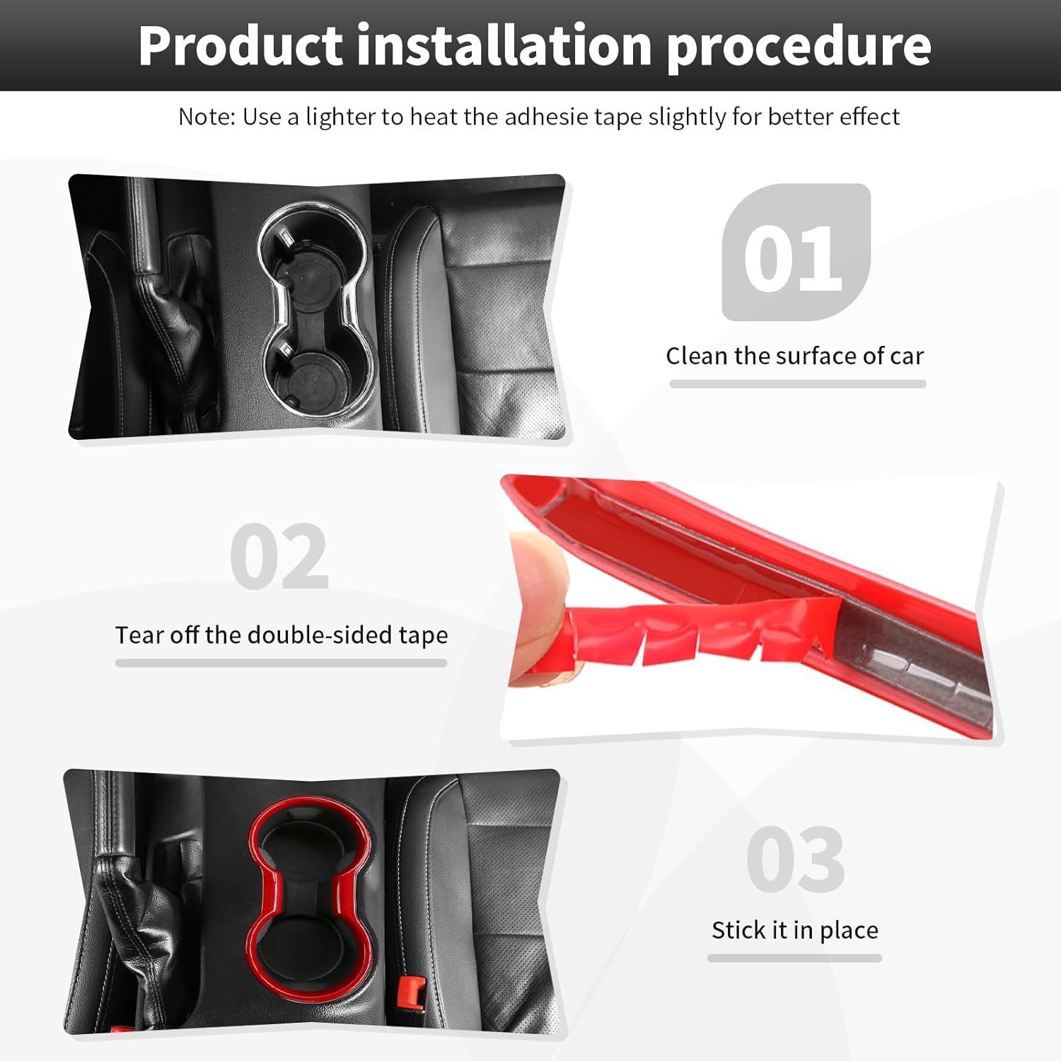 Cup Holder Cover Gear Shift Frame Cover Trim Kit Decor Interior Accessories for Ford Mustang 2015-2023