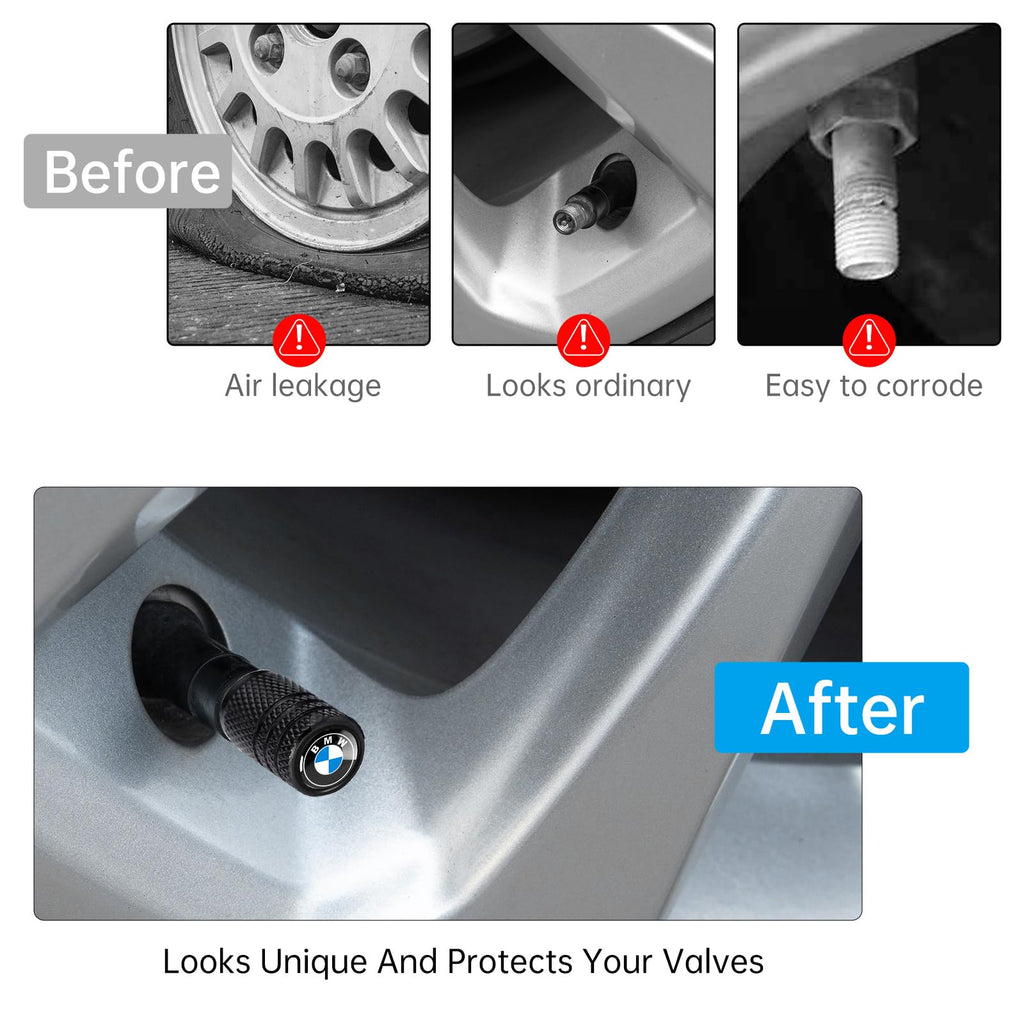 Tire Valve Stem Caps for Ford Mustang Metal Car Wheel Air caps Auto Valve Stem Caps Accessories 4 Pcs Black