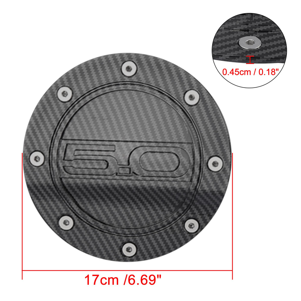 X AUTOHAUX Carbon Fiber Pattern Black Car Gas Cap Fuel Filler Door Cover Gas Tank Cover for Ford for Mustang 2015-2020