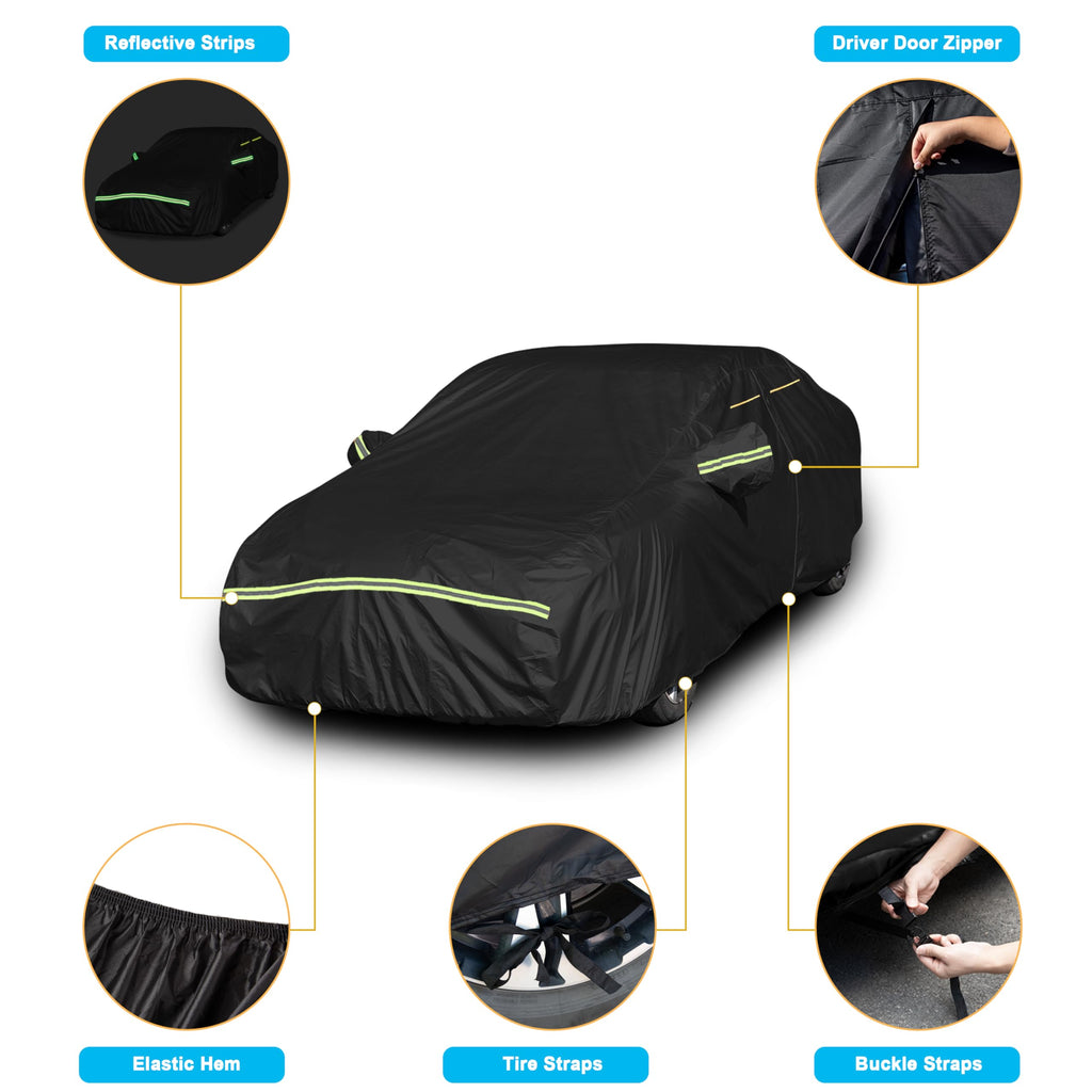 Car Cover Waterproof All Weather Custom Fit for Ford Mustang 1994-2025, 420D Oxford Full Outdoor Automtive Heavy Duty Covers Windproof Snowproof Dustproof UV Hail Protection Accessories