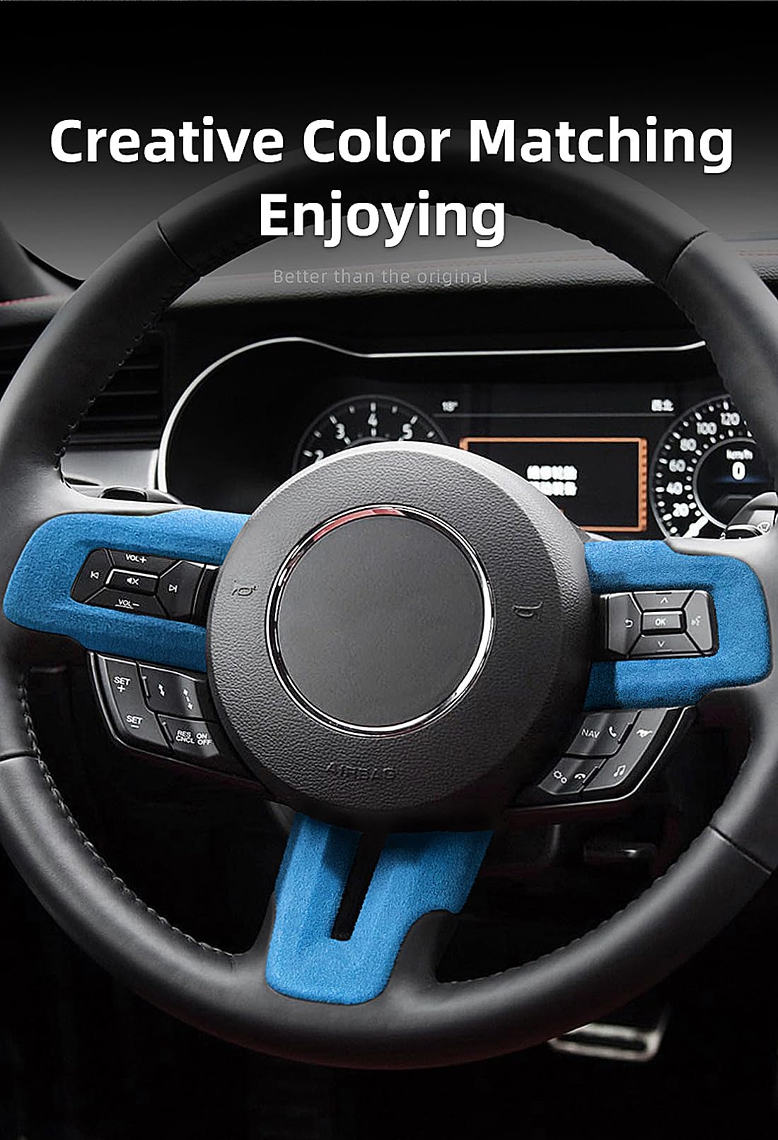 Steering Wheel Button Emblem 3D Red Trim Sticker Roadster Interior Decorative Accessories for Mustang 2015 2016 2017 2018 2019 2020 2021 2022 2023