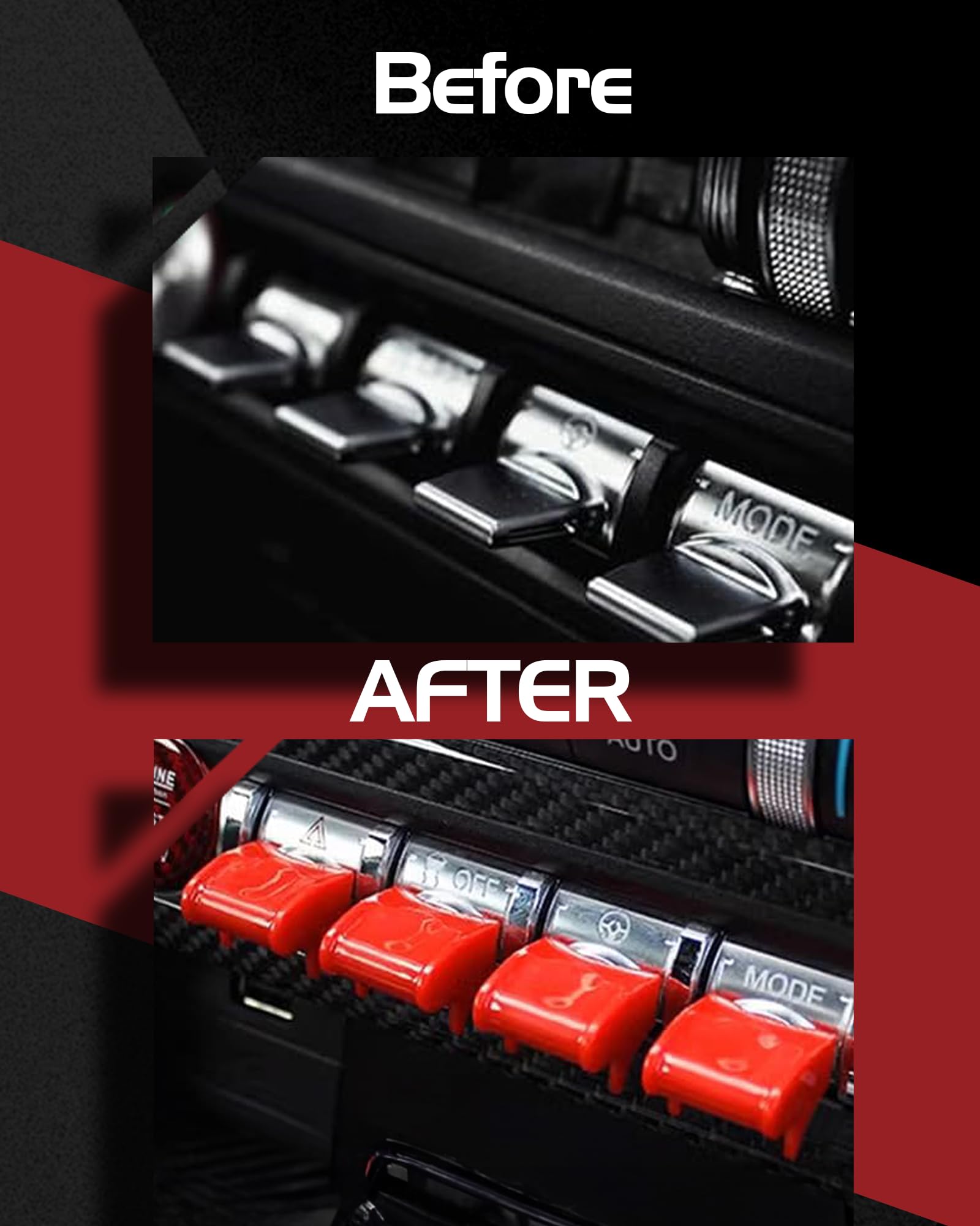 Center Console Dashboard Control Button Cover Trim Interior Accessories for Ford Mustang 2015-2022(4 Pack, Red)