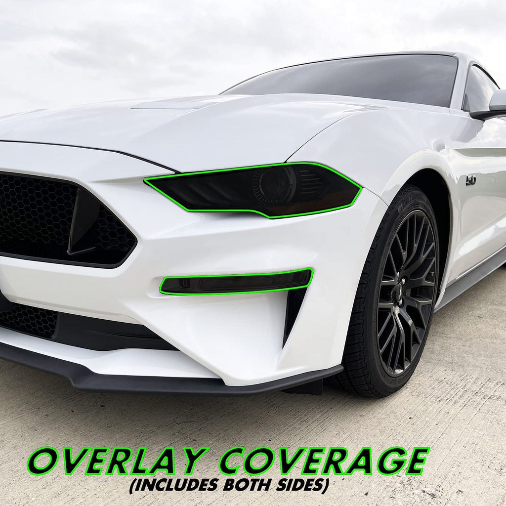 SlickMod PreCut Vinyl Smoke Tint for 2018-2021 Ford Mustang Foglight (3. Foglight/Turn Signal, 20% Dark Smoke)