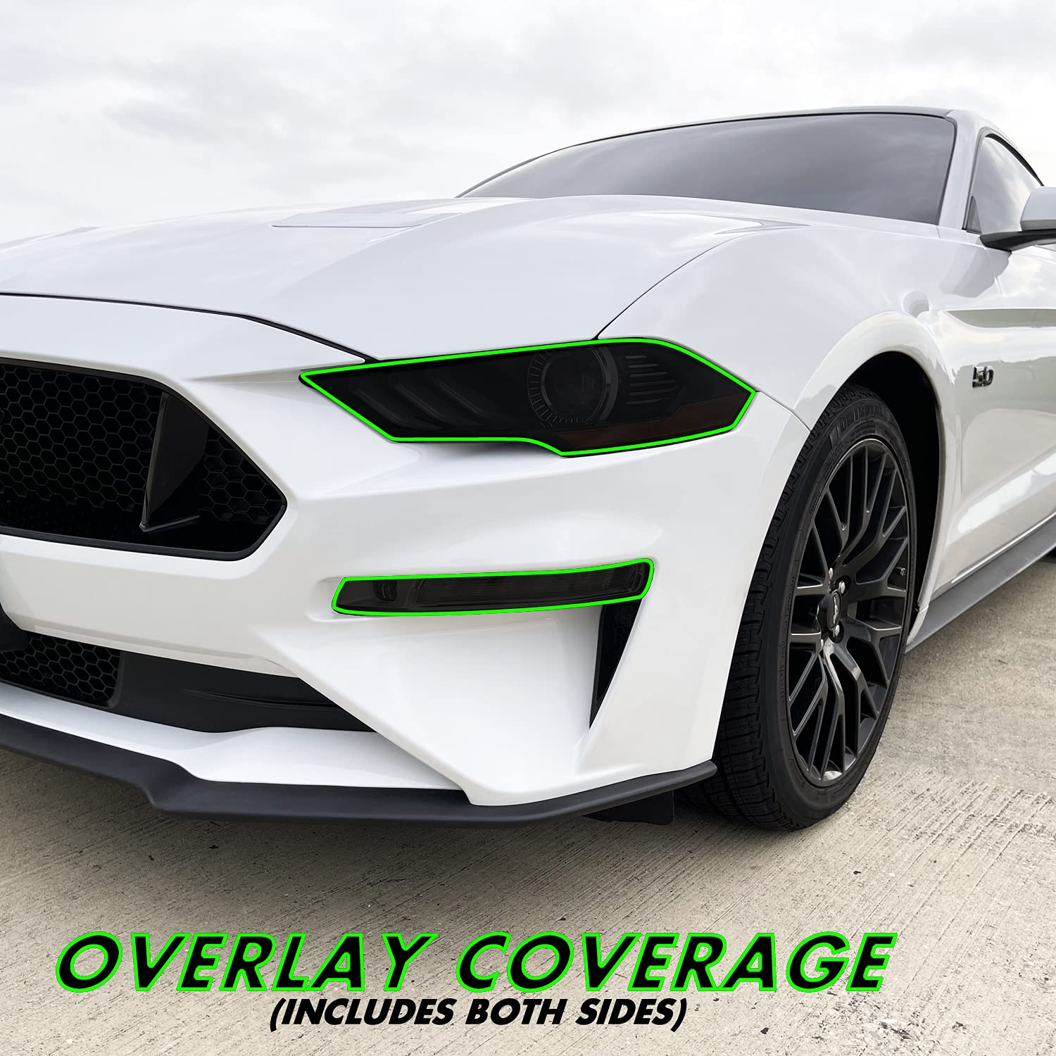 SlickMod PreCut Vinyl Smoke Tint for 2018-2021 Ford Mustang Foglight (3. Foglight/Turn Signal, 20% Dark Smoke)