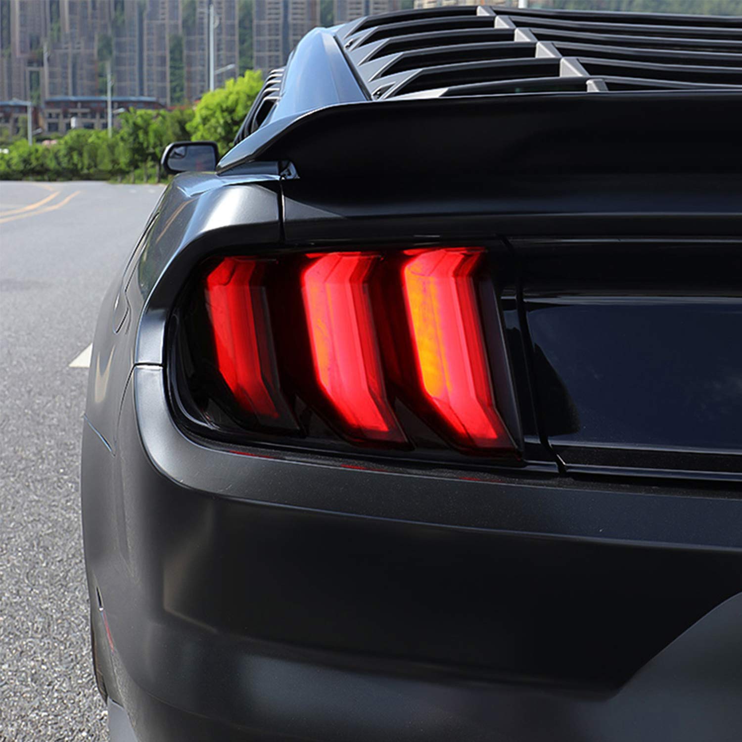 RT-TCZ Tail Light Lamp Cover Guard Trim Frame Bezels Decoration Accessories Compatible with Ford Mustang 2018-2023(2018+ Smoke Black)