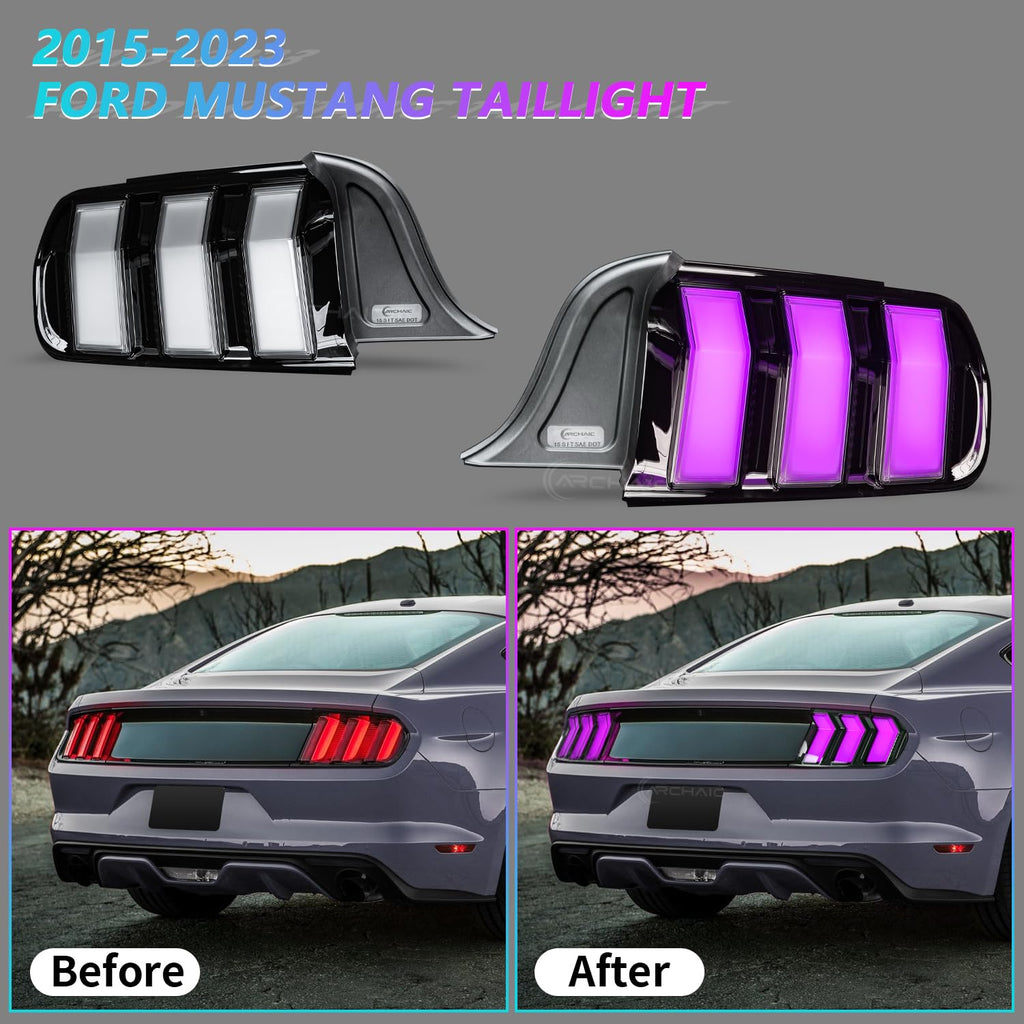 Archaic Tail Lights Assembly Compatible with Ford Mustang Shelby GT350 GT500 2015-2023,w/Start Up Animation & Sequential Turn Signal,Clear
