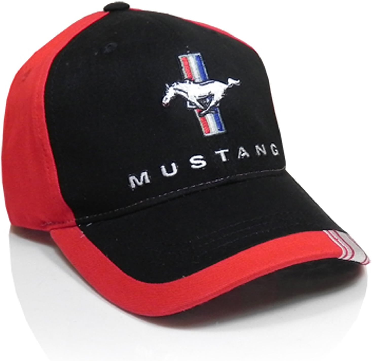Ford Mustang Black Red Stripe Baseball Cap