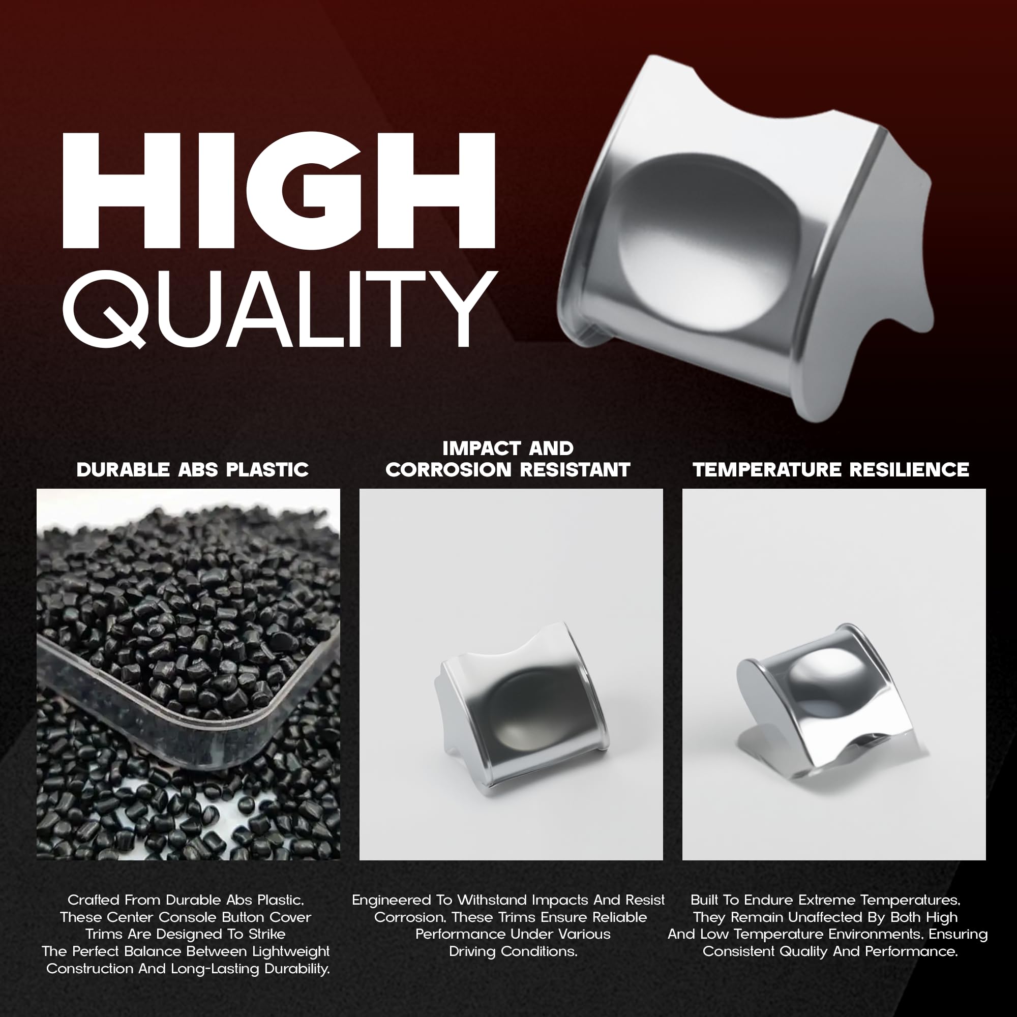 Center Console Dashboard Control Button Cover Trim Interior Accessories for Ford Mustang 2015-2022(4 Pack, Red)