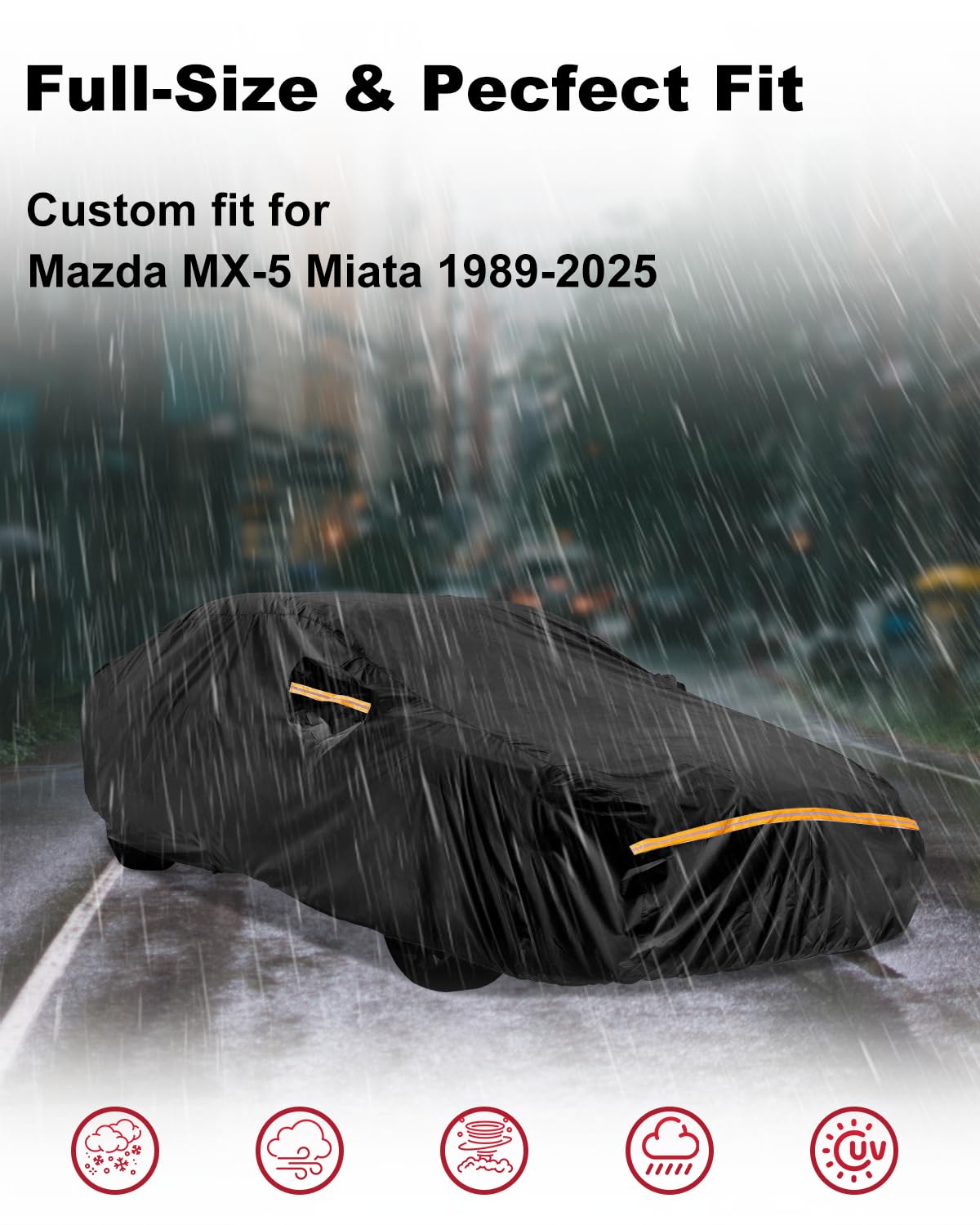 Car Cover Waterproof All Weather Custom Fit for Ford Mustang 1994-2025, 420D Oxford Full Outdoor Automtive Heavy Duty Covers Windproof Snowproof Dustproof UV Hail Protection Accessories