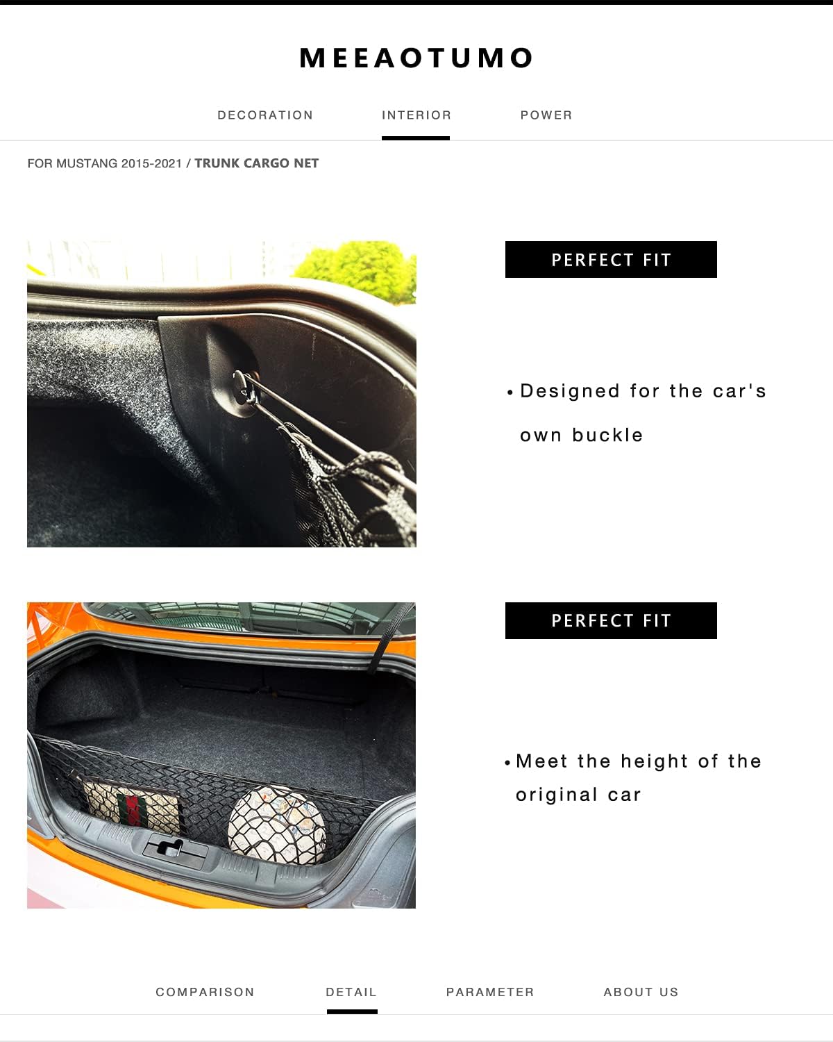 Trunk Cargo Net Accessories for Ford Mustang 2015-2025