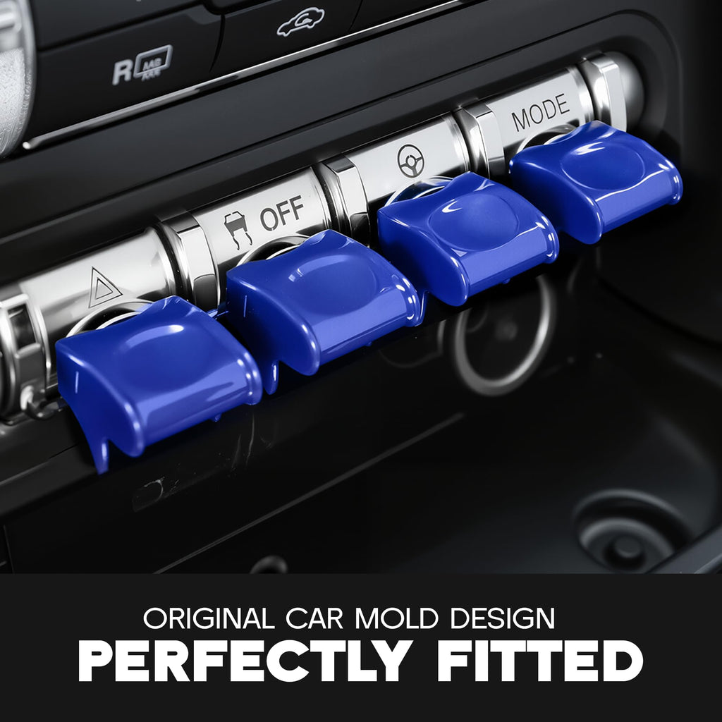 Center Console Dashboard Control Button Cover Trim Interior Accessories for Ford Mustang 2015-2022(4 Pack, Red)