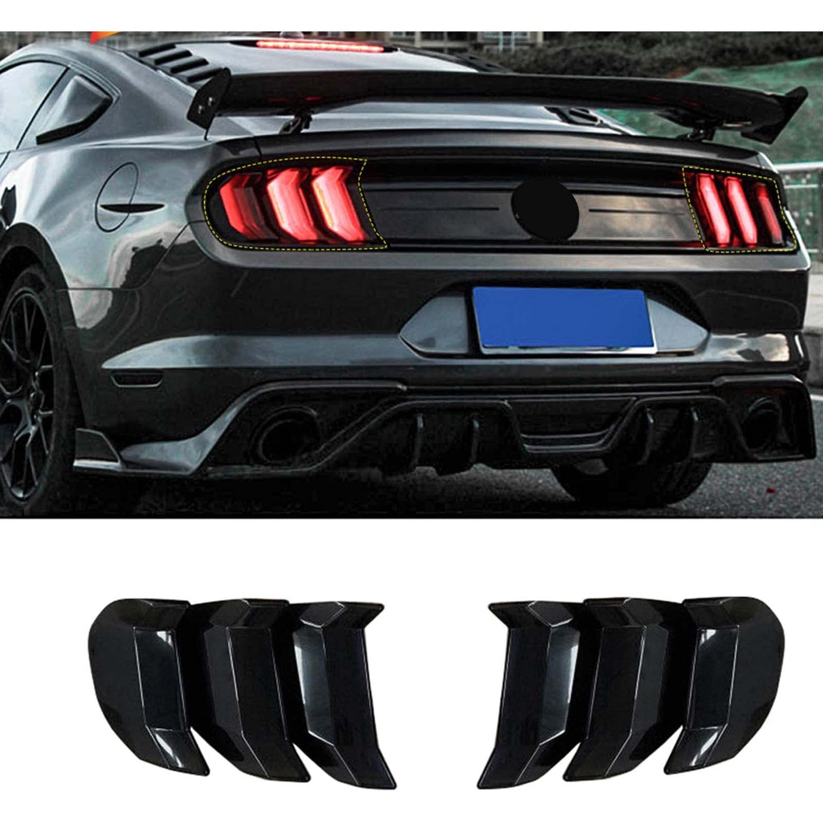 RT-TCZ Tail Light Lamp Cover Guard Trim Frame Bezels Decoration Accessories Compatible with Ford Mustang 2018-2023(2018+ Smoke Black)
