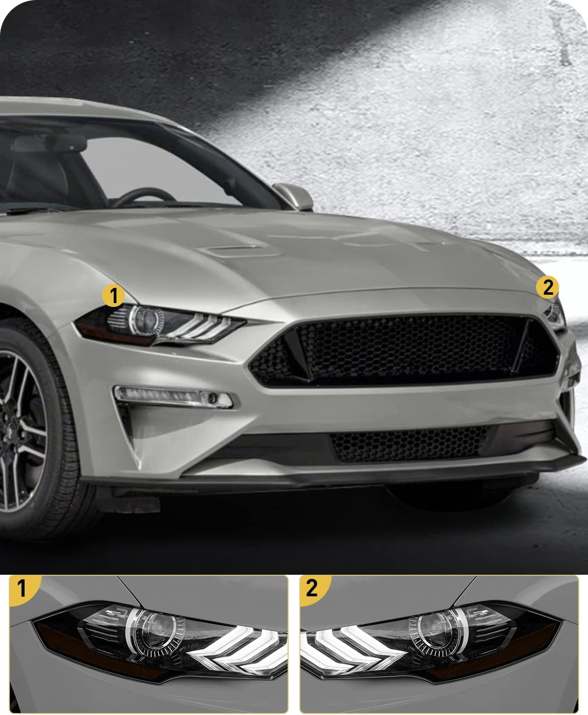 NDRUSH Headlight Side Marker Tint Vinyl Head Light Tint Film Precut Overlay Wrap Cover Compatible with 2018-2021 Ford Mustang