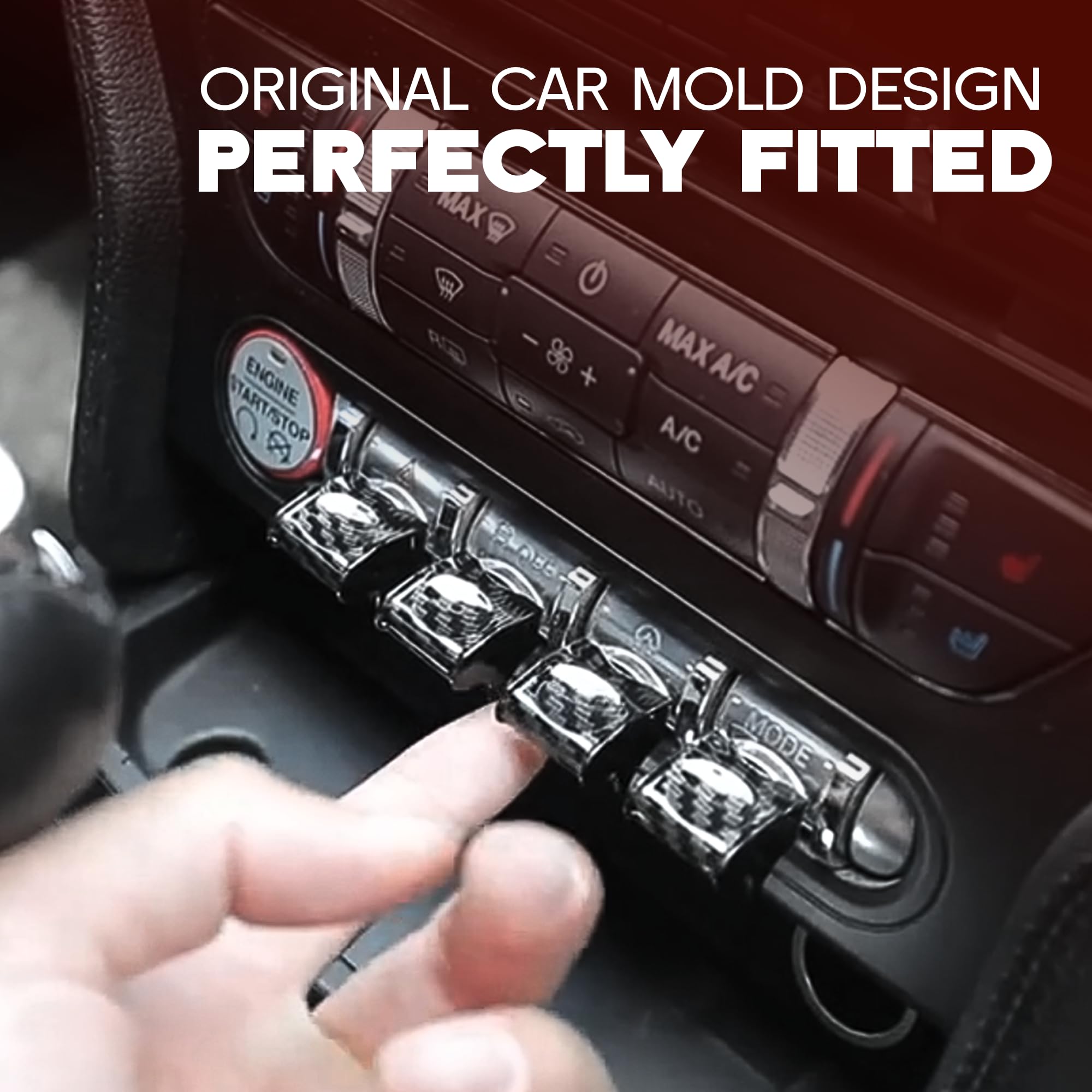 Center Console Dashboard Control Button Cover Trim Interior Accessories for Ford Mustang 2015-2022(4 Pack, Red)