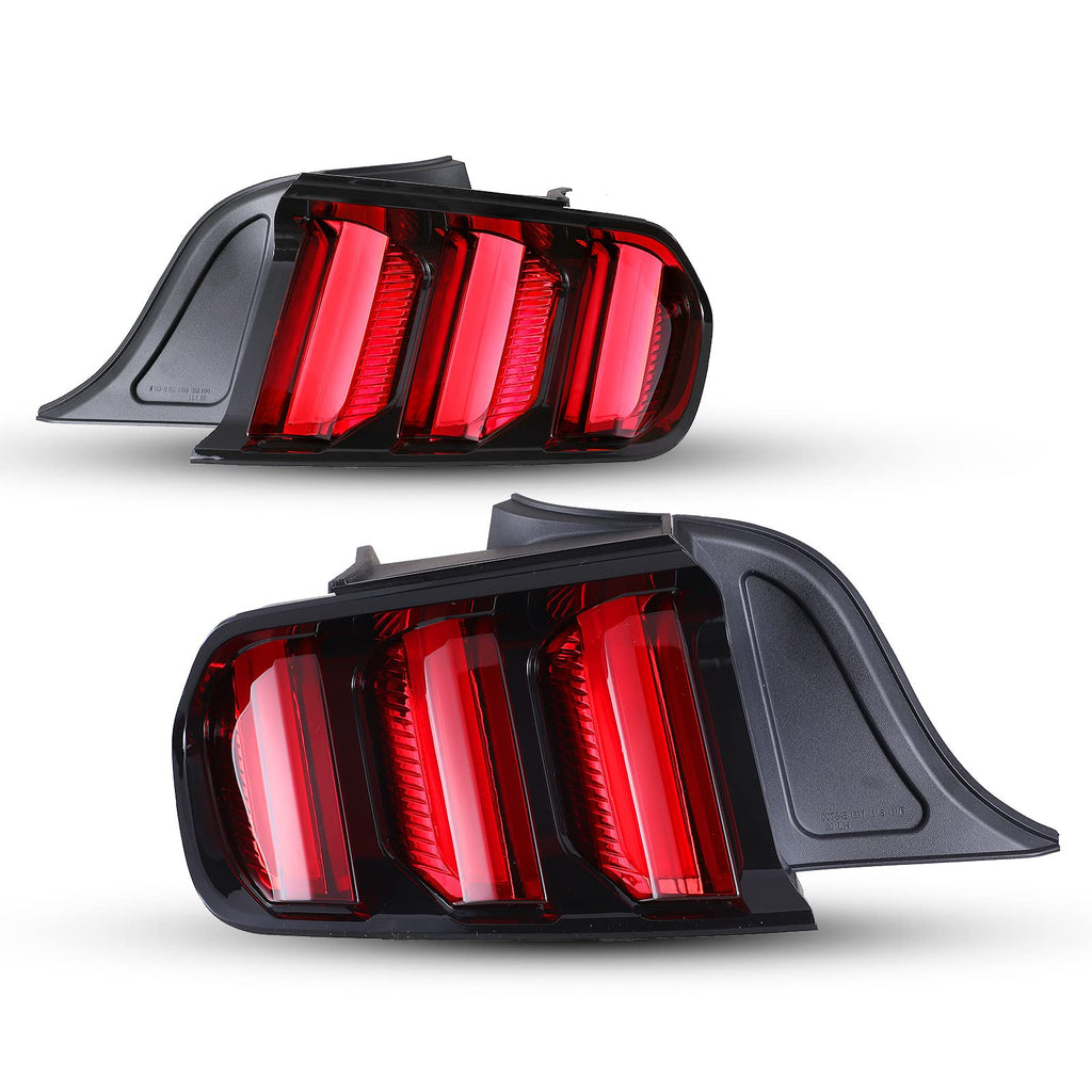 LED Tail Light for 2015-2023 Ford Mustang with Dynamic Running Turn Light Design,WOLFSORM Ford Mustang LED Tail Light Replacement Assembly,1 Pair(Smoke Lens)