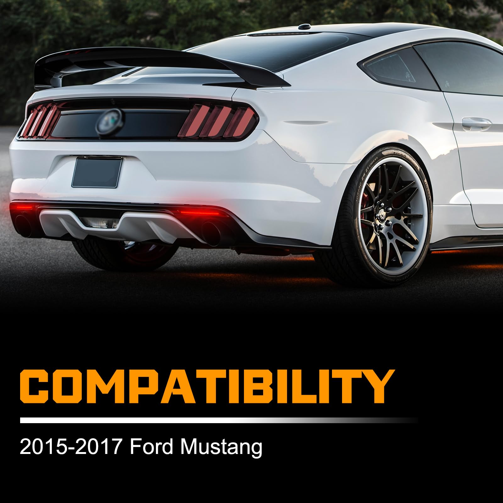 Gempro LED Side Marker Lights for Ford Mustang 2015-2023 Rear White Fender Marker Reflectors Lamps Smoked Len, 2PCS