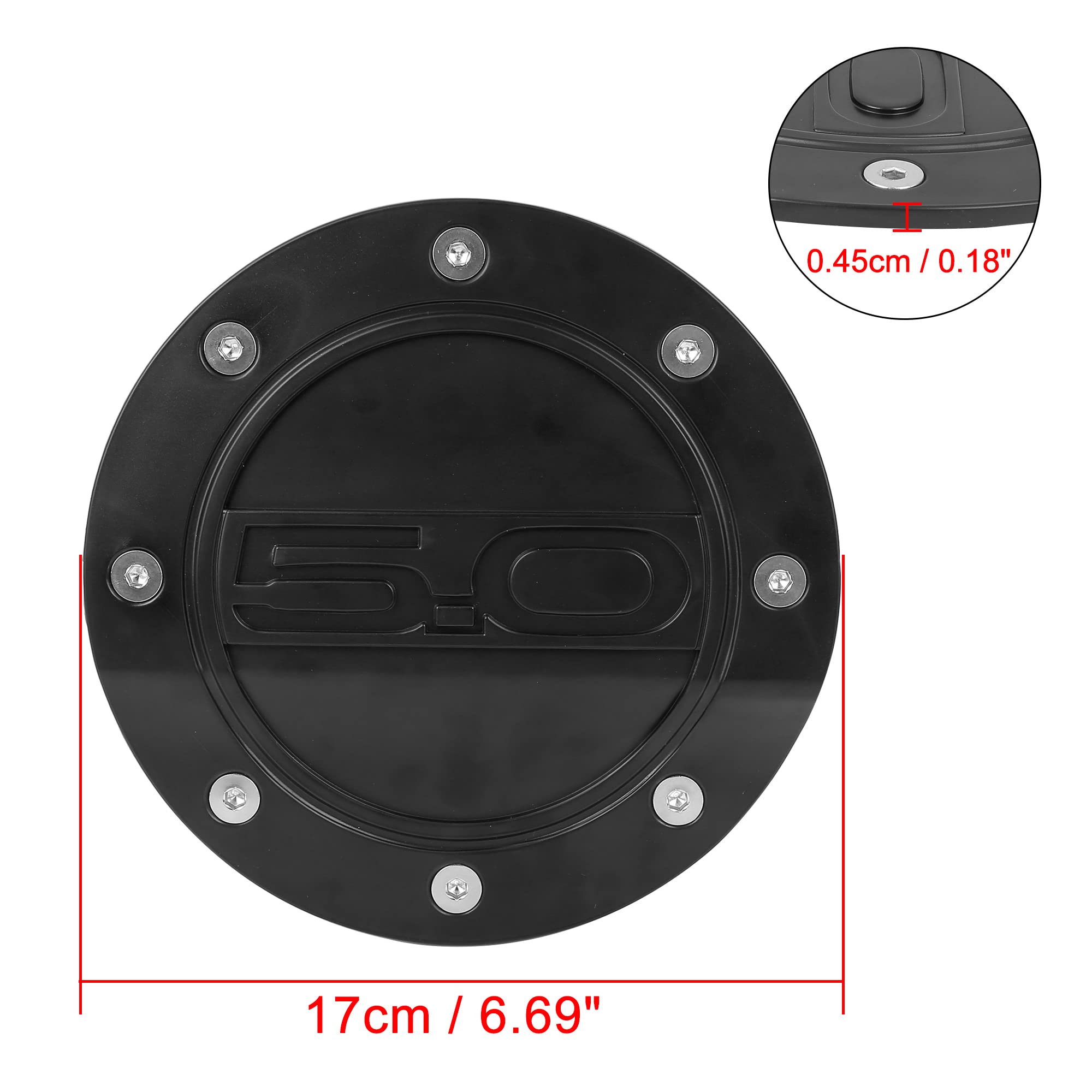 X AUTOHAUX Carbon Fiber Pattern Black Car Gas Cap Fuel Filler Door Cover Gas Tank Cover for Ford for Mustang 2015-2020