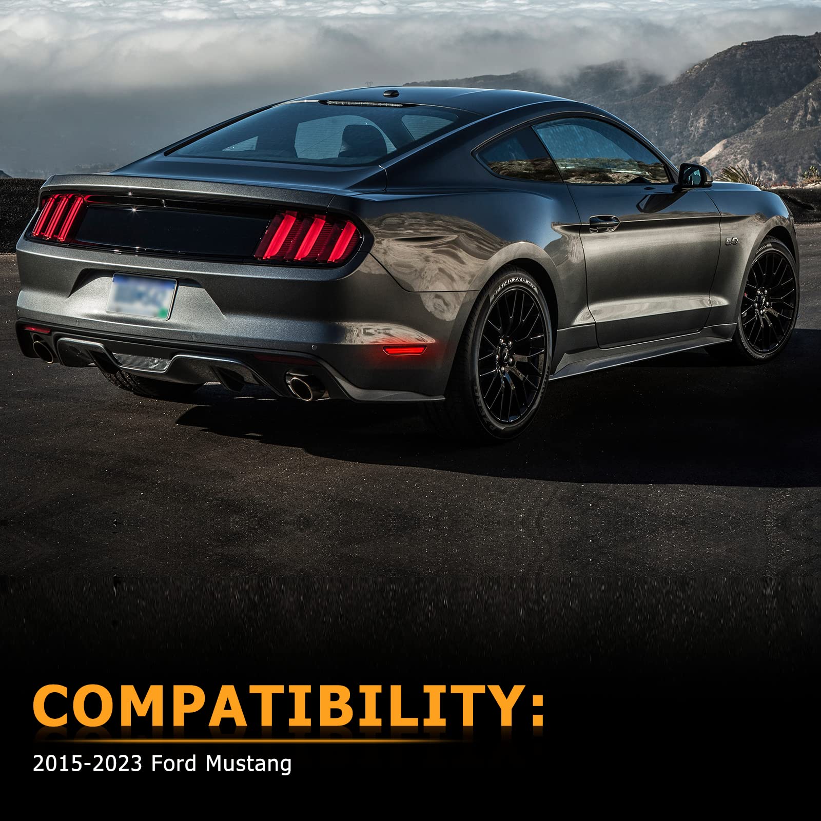 Gempro LED Side Marker Lights for Ford Mustang 2015-2023 Rear White Fender Marker Reflectors Lamps Smoked Len, 2PCS