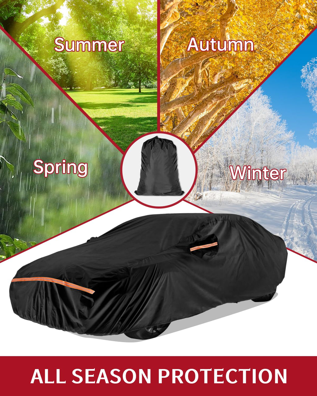 Car Cover Waterproof All Weather Custom Fit for Ford Mustang 1994-2025, 420D Oxford Full Outdoor Automtive Heavy Duty Covers Windproof Snowproof Dustproof UV Hail Protection Accessories