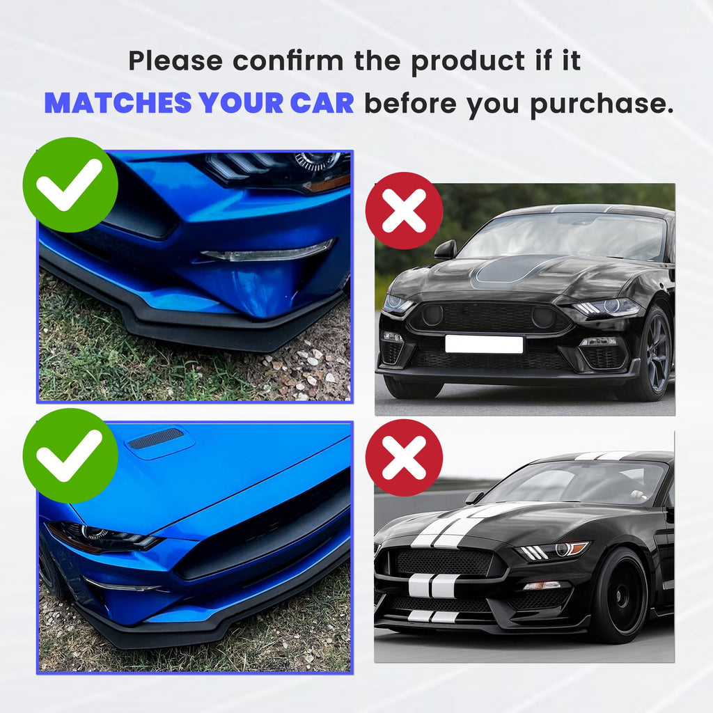 KUAFU Front Bumper Lip Splitter Compatible with 2018-2023 Ford Mustang GT Ecoboost Model W/Performance Pack Lower Chin Spoiler Lip Valance Paintable