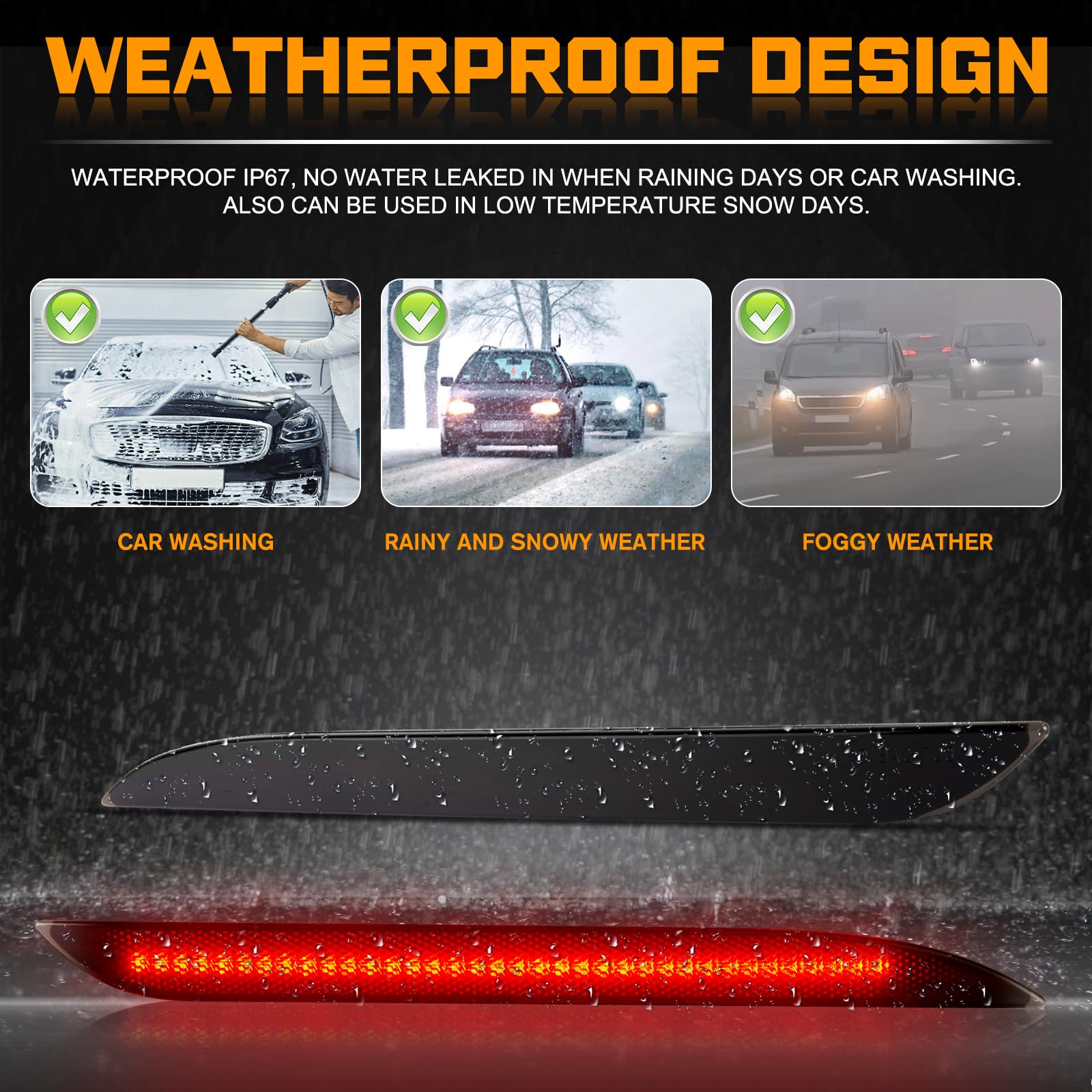 Gempro LED Side Marker Lights for Ford Mustang 2015-2023 Rear White Fender Marker Reflectors Lamps Smoked Len, 2PCS