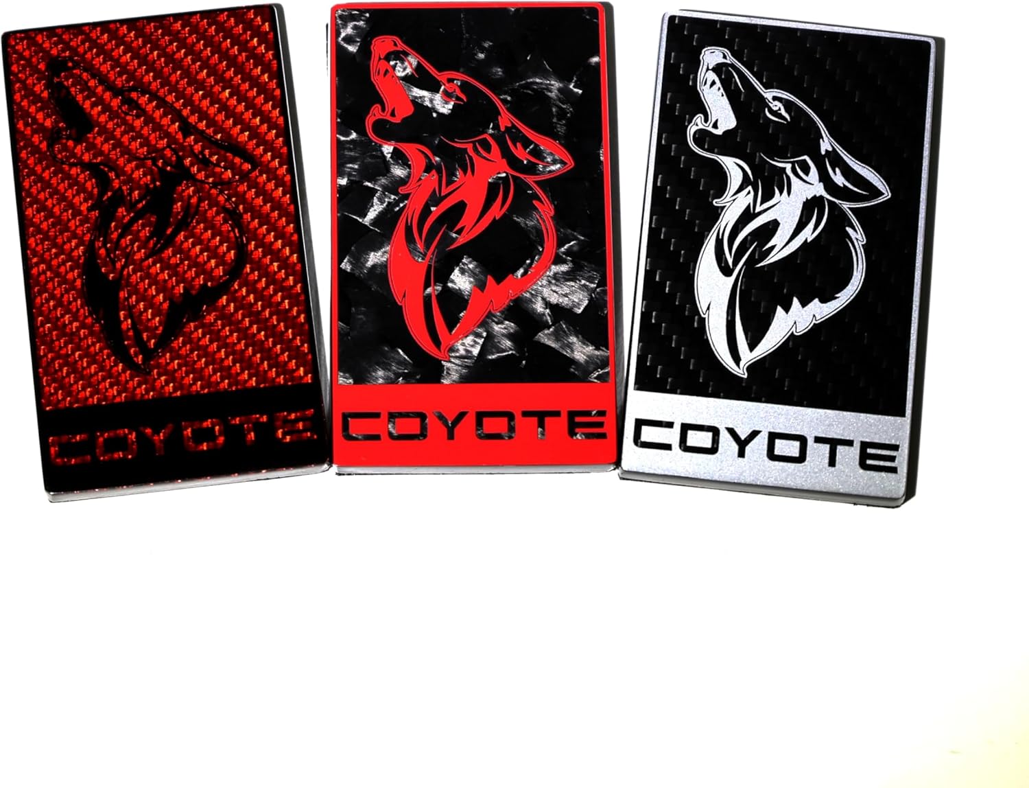 Real Carbon Fiber Howling Coyote Badge - Forged Carbon/Red - GT350 Style for Mustang