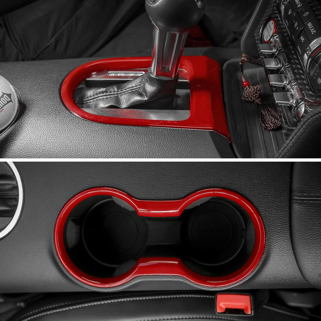 Cup Holder Cover Gear Shift Frame Cover Trim Kit Decor Interior Accessories for Ford Mustang 2015-2023