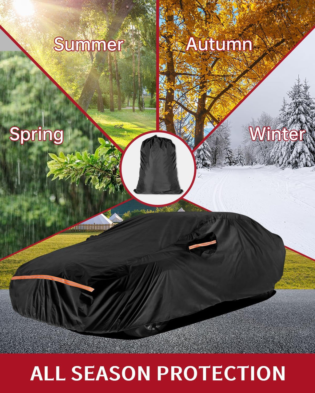 Car Cover Waterproof All Weather Custom Fit for Ford Mustang 1994-2025, 420D Oxford Full Outdoor Automtive Heavy Duty Covers Windproof Snowproof Dustproof UV Hail Protection Accessories