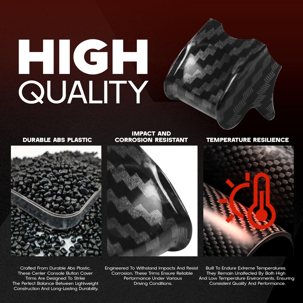 Center Console Dashboard Control Button Cover Trim Interior Accessories for Ford Mustang 2015-2022(4 Pack, Red)