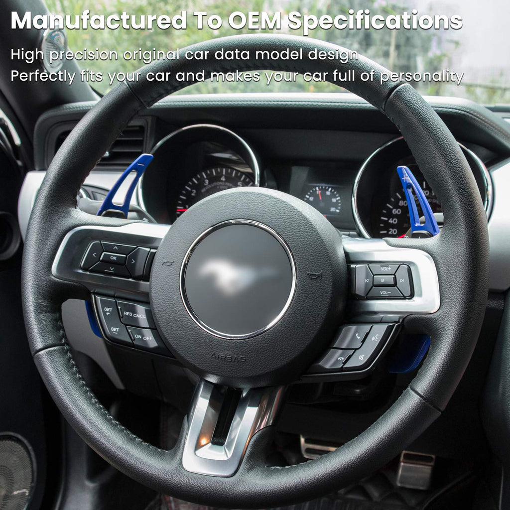 Steering Wheel Shift Paddle Extended Shifter Trim Cover for Ford Mustang 2015 2016 2017 2018 2019 2020 2021 2022 2023 Interior Decoration Accessories Aluminum Alloy (Red 2PCS)