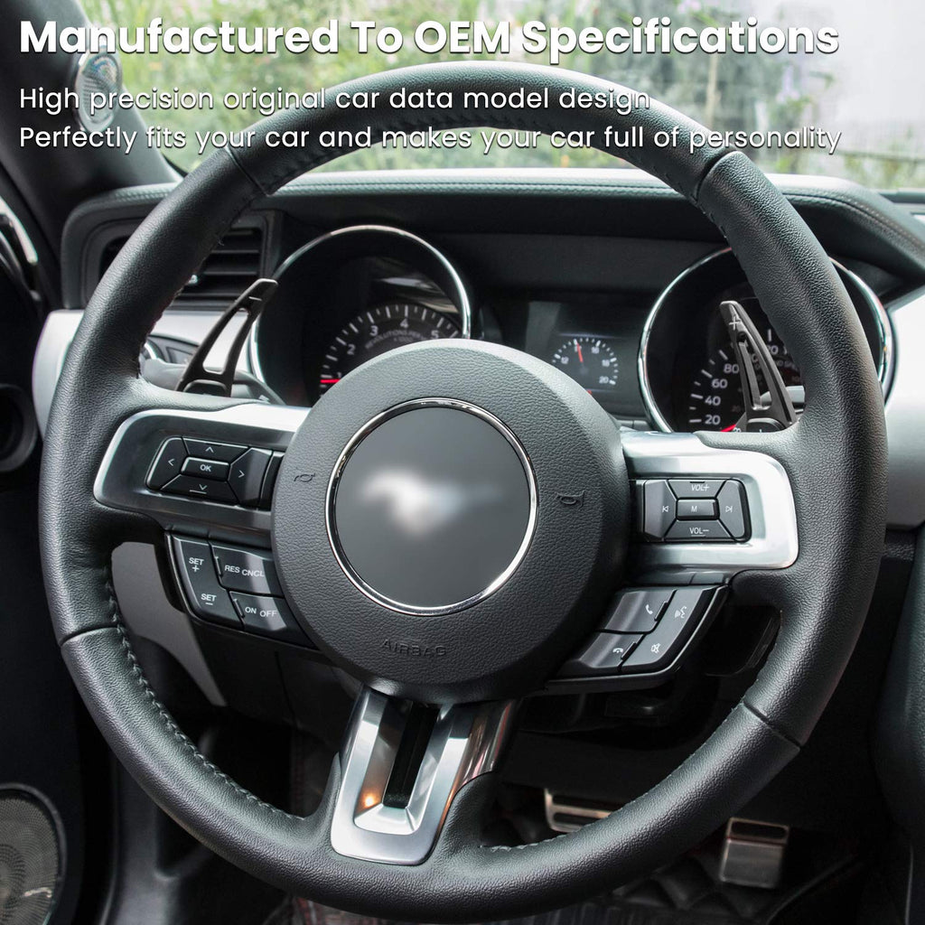 Steering Wheel Shift Paddle Extended Shifter Trim Cover for Ford Mustang 2015 2016 2017 2018 2019 2020 2021 2022 2023 Interior Decoration Accessories Aluminum Alloy (Red 2PCS)