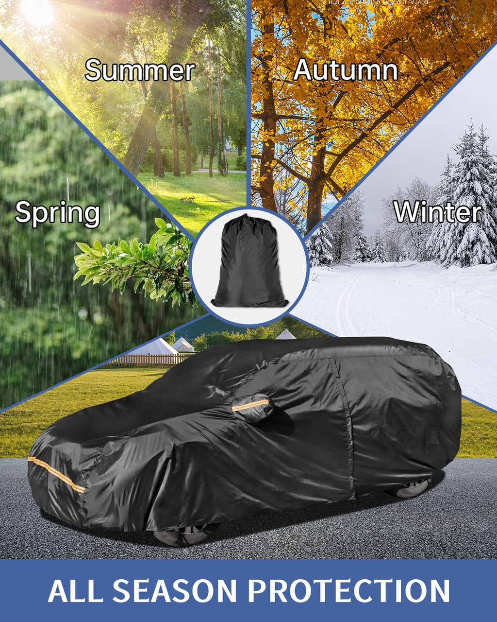 Car Cover Waterproof All Weather Custom Fit for Ford Mustang 1994-2025, 420D Oxford Full Outdoor Automtive Heavy Duty Covers Windproof Snowproof Dustproof UV Hail Protection Accessories