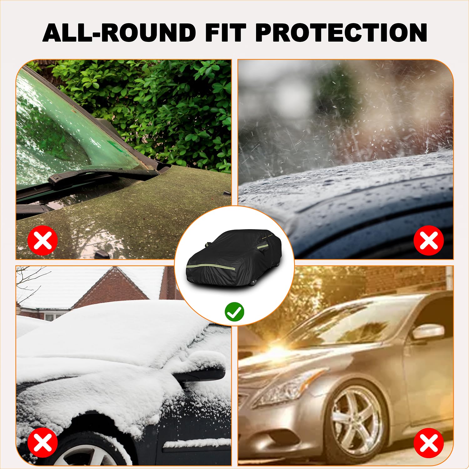 Car Cover Waterproof All Weather Custom Fit for Ford Mustang 1994-2025, 420D Oxford Full Outdoor Automtive Heavy Duty Covers Windproof Snowproof Dustproof UV Hail Protection Accessories