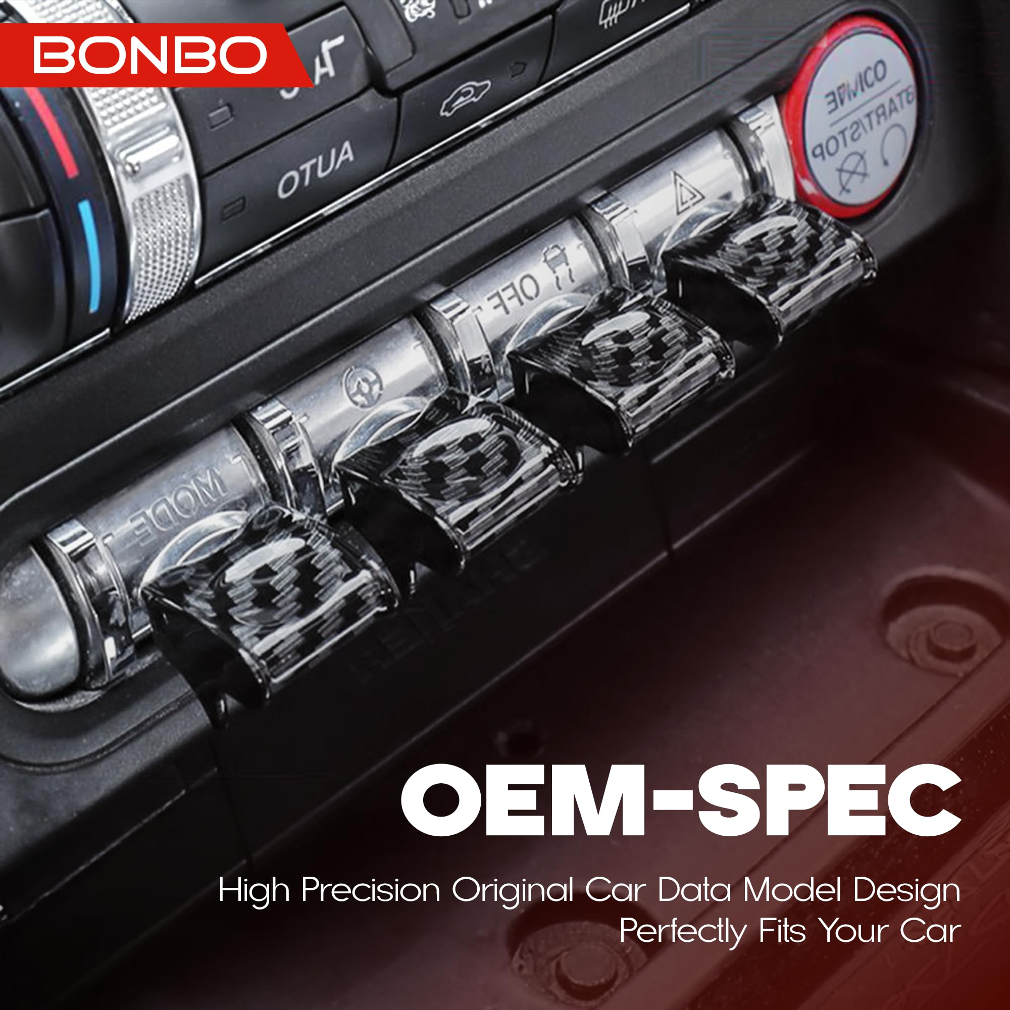 Center Console Dashboard Control Button Cover Trim Interior Accessories for Ford Mustang 2015-2022(4 Pack, Red)