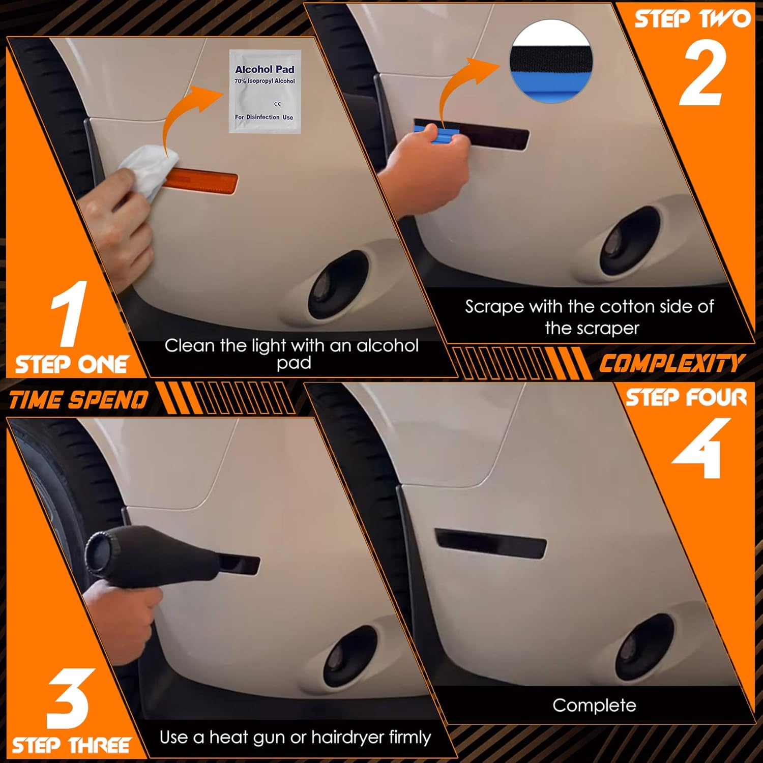 NDRUSH Blackout Side Marker Lights Vinyl Tint Film Precut Overlay Rear Sidemarker Wrap Cover Compatible with Ford Mustang 2015 2016 2017 2018 2019