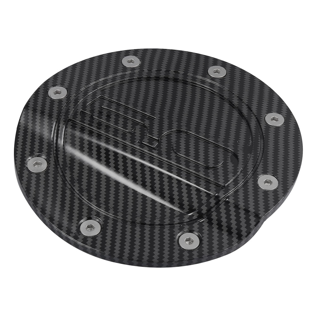 X AUTOHAUX Carbon Fiber Pattern Black Car Gas Cap Fuel Filler Door Cover Gas Tank Cover for Ford for Mustang 2015-2020