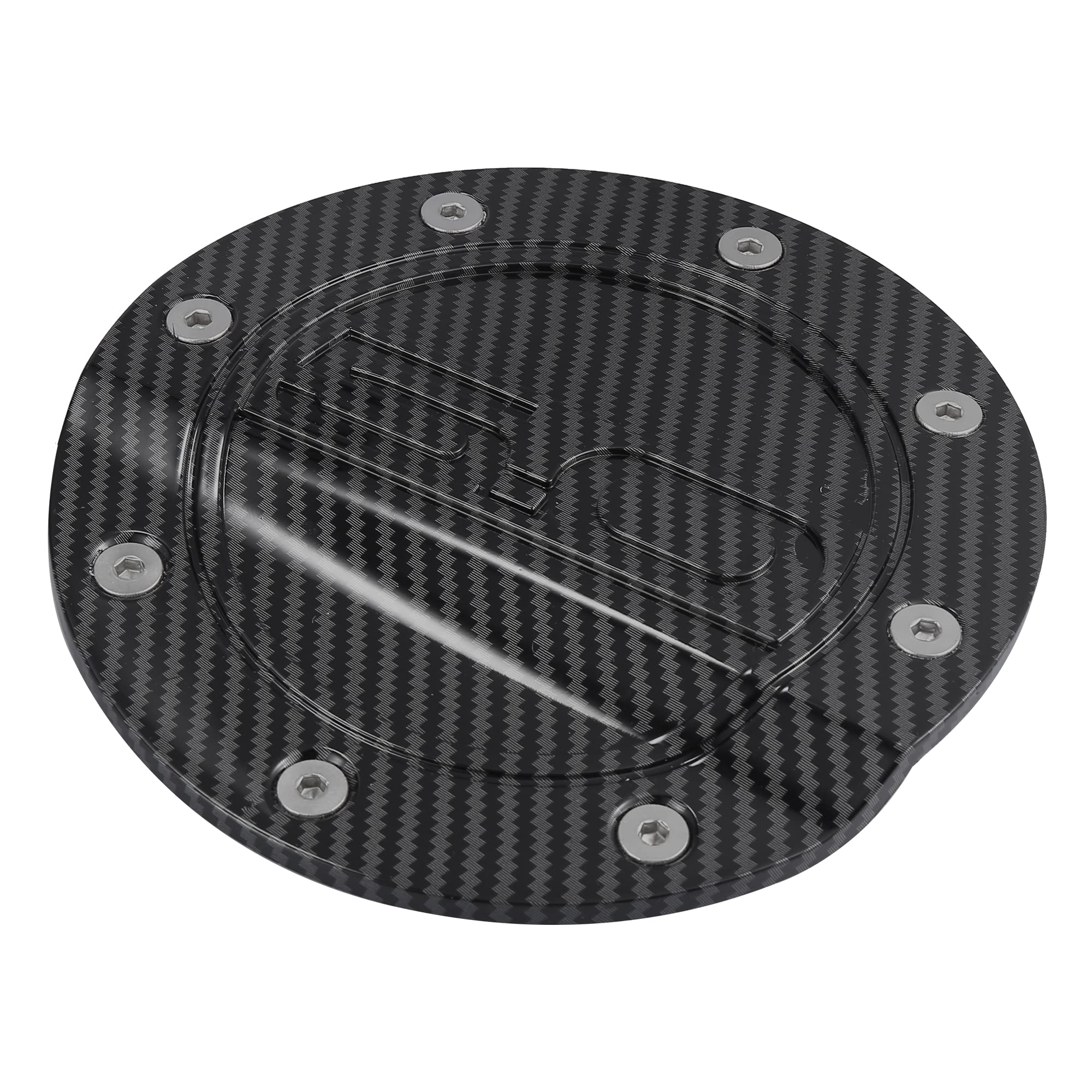 X AUTOHAUX Carbon Fiber Pattern Black Car Gas Cap Fuel Filler Door Cover Gas Tank Cover for Ford for Mustang 2015-2020