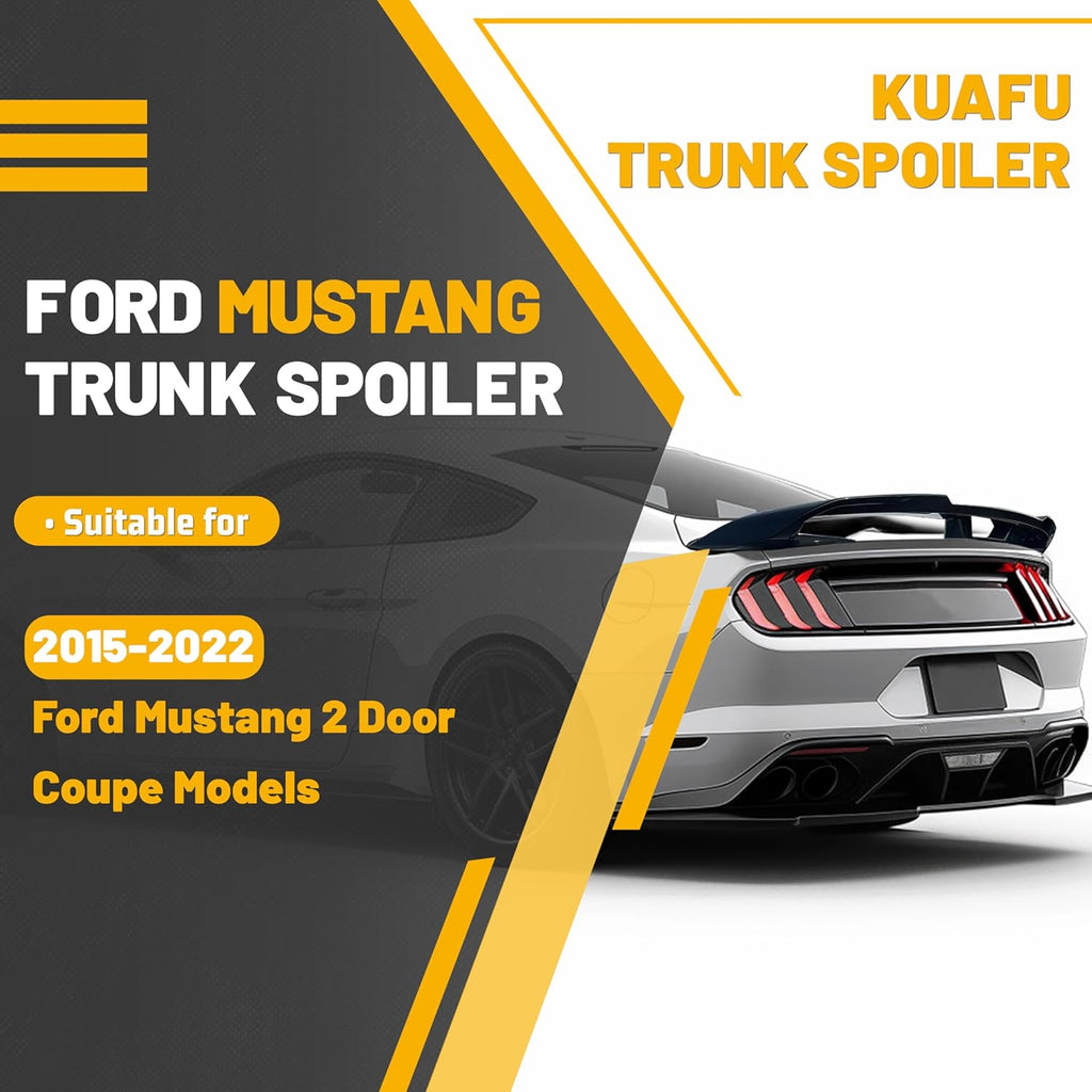 KUAFU Trunk Spoiler Compatible with 2015-2023 Ford Mustang GT500 GT350 V6/V8/Shelby/GT/EcoBoost 2 Door Coupe Models, Rear Wing Gloss Black