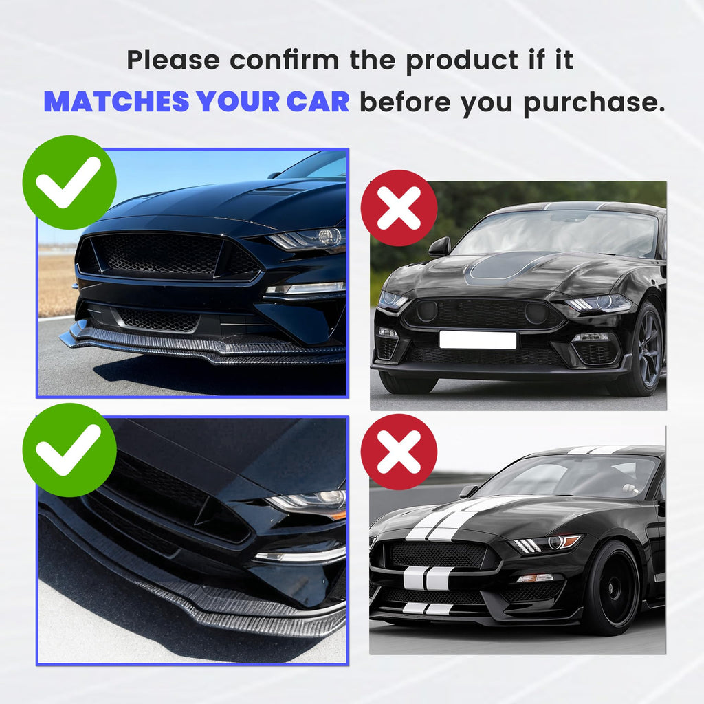 KUAFU Front Bumper Lip Splitter Compatible with 2018-2023 Ford Mustang GT Ecoboost Model W/Performance Pack Lower Chin Spoiler Lip Valance Paintable
