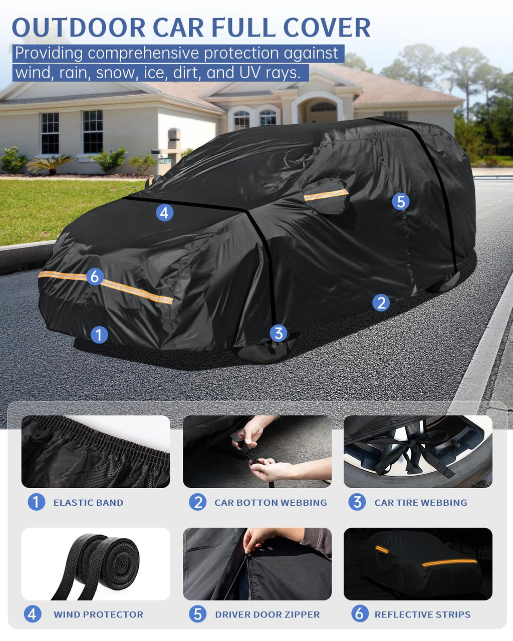 Car Cover Waterproof All Weather Custom Fit for Ford Mustang 1994-2025, 420D Oxford Full Outdoor Automtive Heavy Duty Covers Windproof Snowproof Dustproof UV Hail Protection Accessories
